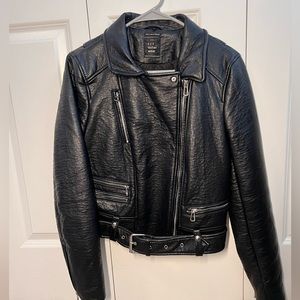 Zara belted faux leather moto jacket